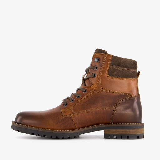 Leren heren veterboots cognac