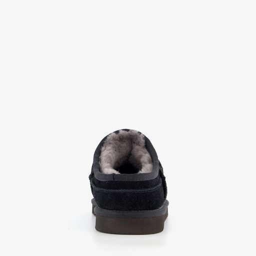 Gevoerde suede heren pantoffels zwart