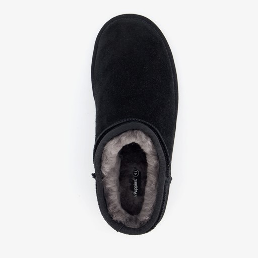 Gevoerde suede heren pantoffels zwart