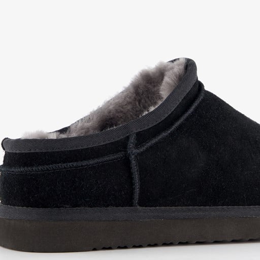 Gevoerde suede heren pantoffels zwart