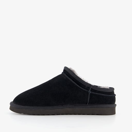 Gevoerde suede heren pantoffels zwart