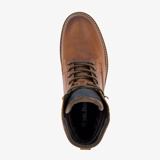 Leren heren veterboots cognac