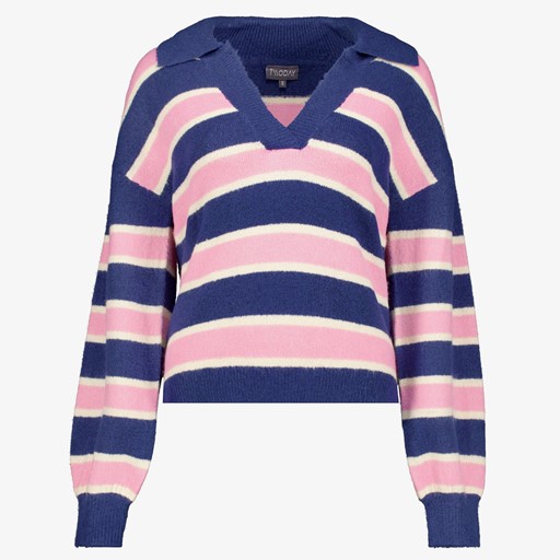 Gestreepte dames trui paars roze