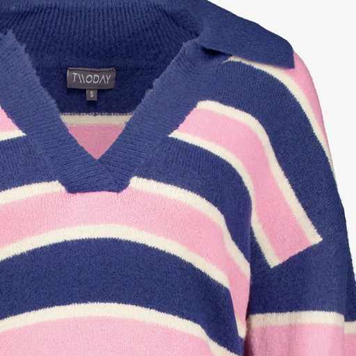 Gestreepte dames trui paars roze
