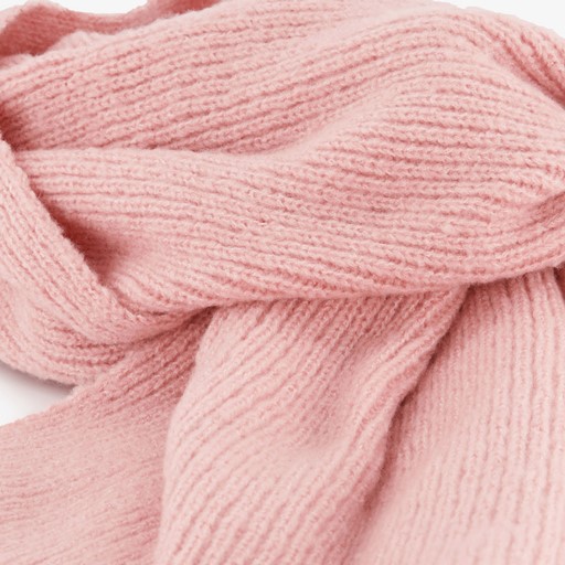 Ribgebreide dames sjaal roze
