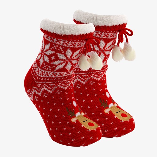 1 paar kinder kerst huissokken met rendier