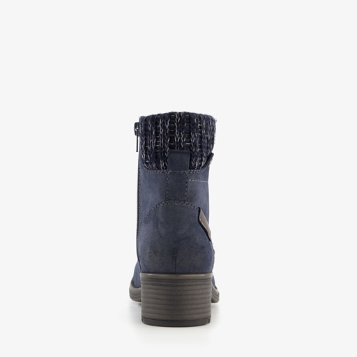 Veterboots blauw met gebreid detail