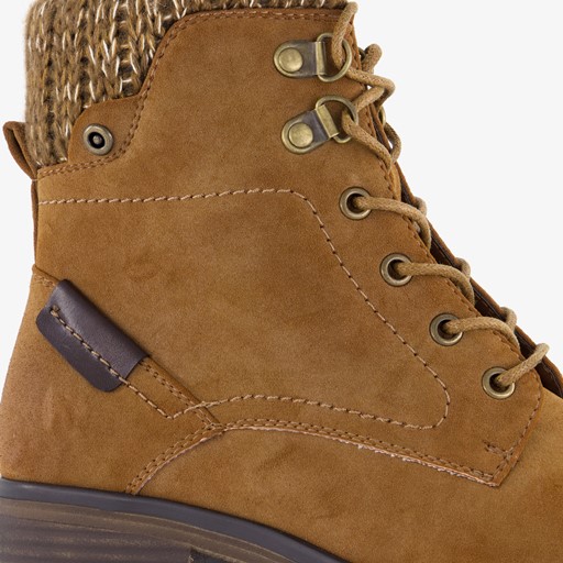 Veterboots cognac met gebreid detail