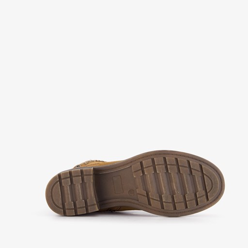 Veterboots cognac met gebreid detail