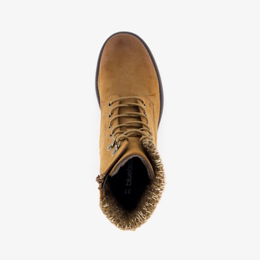 Veterboots cognac met gebreid detail