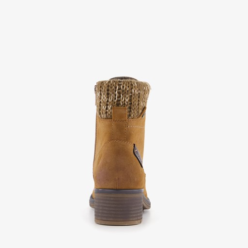 Veterboots cognac met gebreid detail