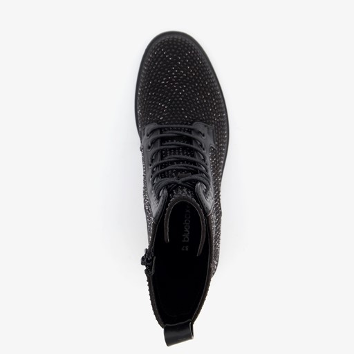Dames veterboots met strass steentjes