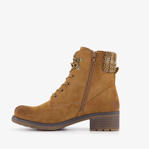 Veterboots cognac met gebreid detail