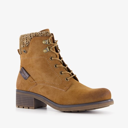 Veterboots cognac met gebreid detail