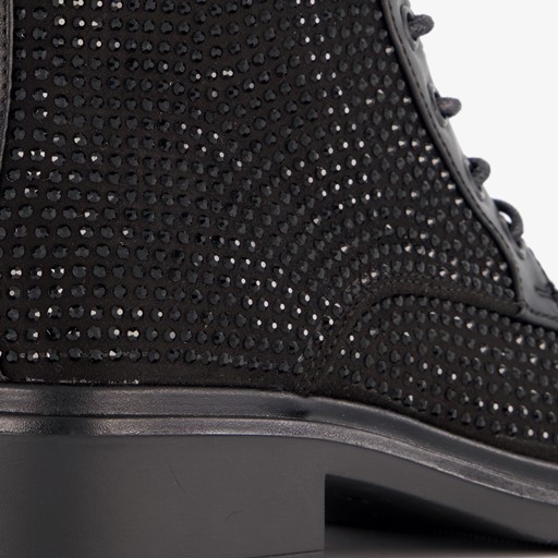 Dames veterboots met strass steentjes