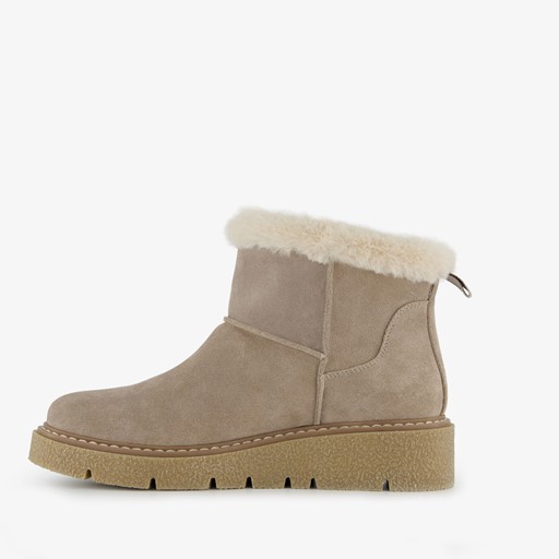 Gevoerde boots met imitatiebont taupe