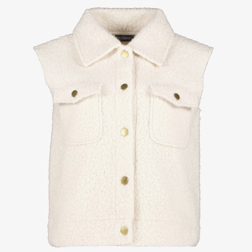 Dames teddy gilet beige