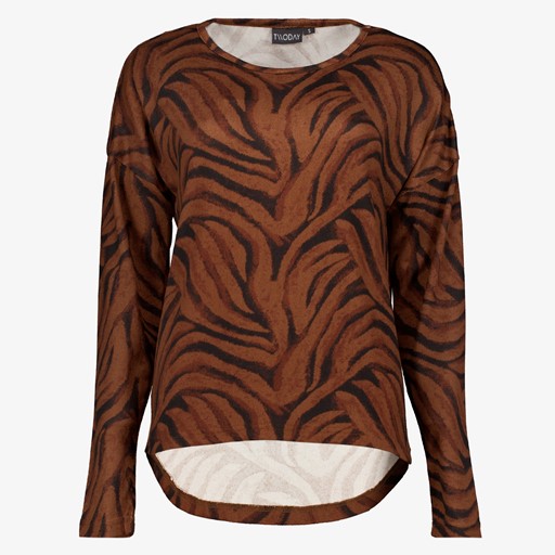 Dames shirt met print bruin
