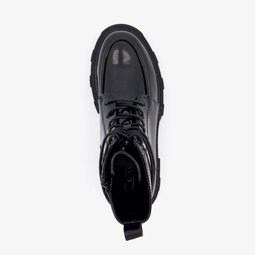 ONLY Shoes lak dames veterboots zwart