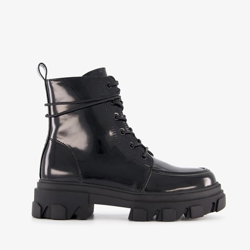 ONLY Shoes lak dames veterboots zwart