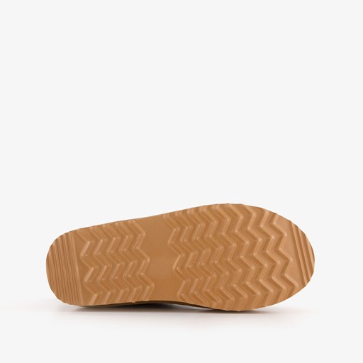 Suede dames enkellaarsjes cognac