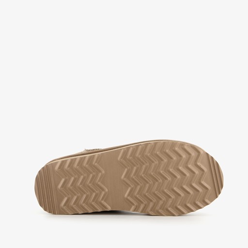 Suede dames enkellaarsjes beige