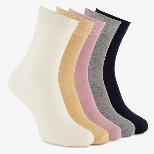 5 paar lange dames sokken wit roze zwart