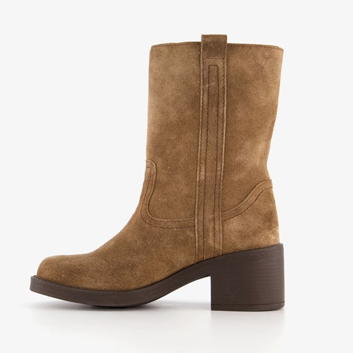 Suede dames laarzen met hak bruin