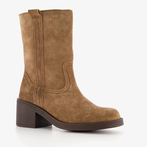 Suede dames laarzen met hak bruin