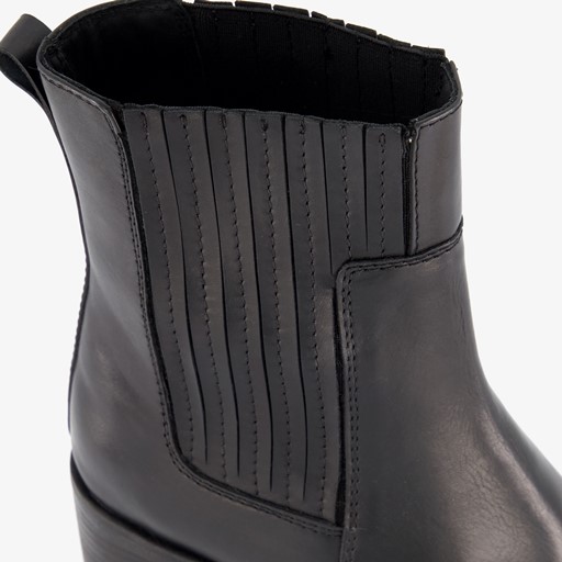 Leren dames enkellaarsjes met hak