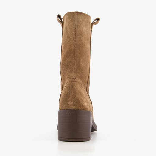 Suede dames laarzen met hak bruin