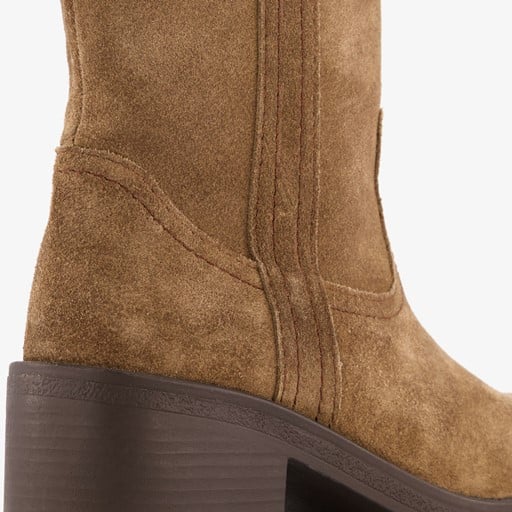 Suede dames laarzen met hak bruin