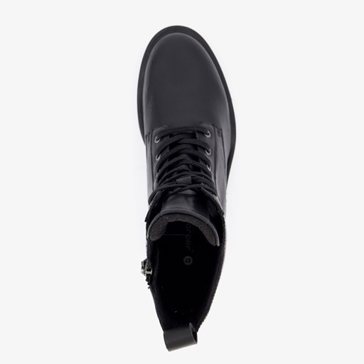 Leren dames veterboots zwart