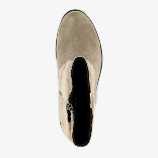 Leren meisjes western boots beige