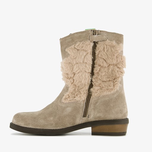 Leren meisjes western boots beige