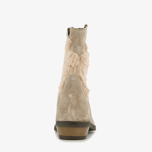 Leren meisjes western boots beige