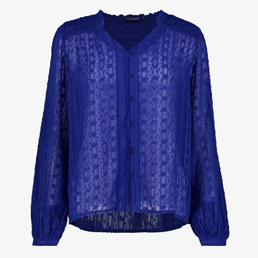 Semi-transparante dames blouse blauw