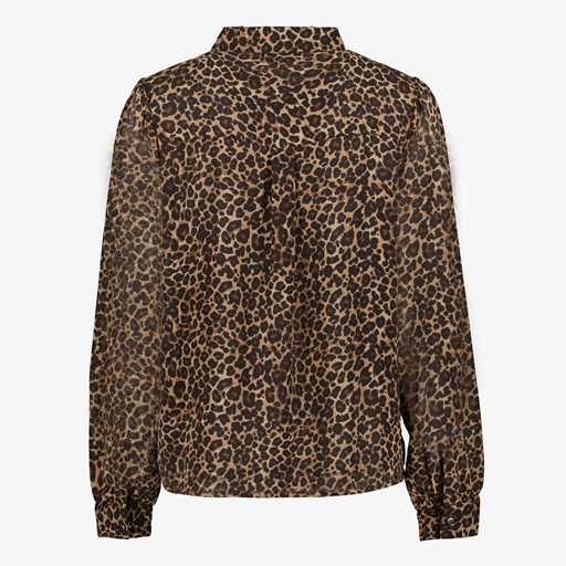 Dames blouse met luipaardprint bruin