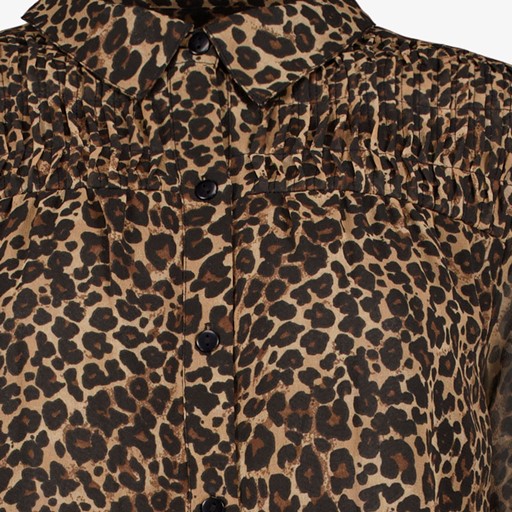 Dames blouse met luipaardprint bruin
