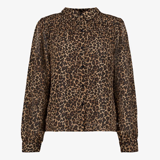Dames blouse met luipaardprint bruin