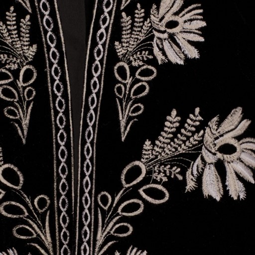 Dames gilet geborduurde bloemen zwart