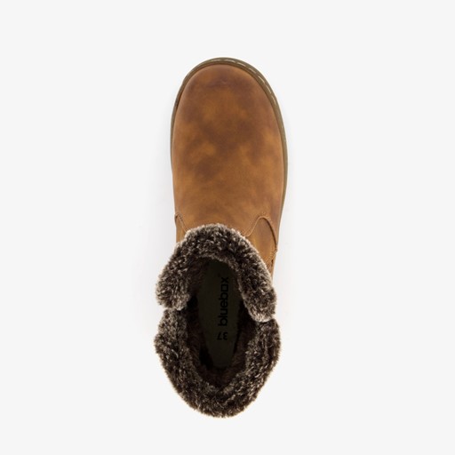Lage gevoerde dames boots cognac