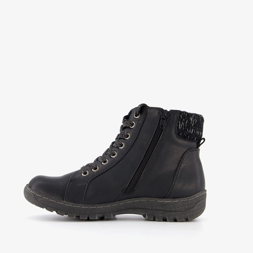 Lage gevoerde dames veterboots zwart