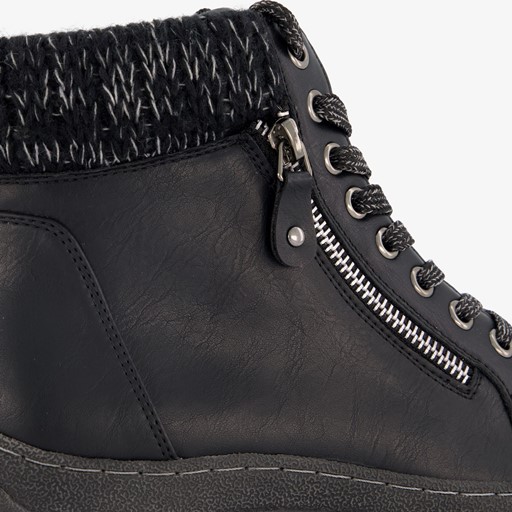 Lage gevoerde dames veterboots zwart