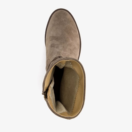 Suède dames enkellaarzen taupe