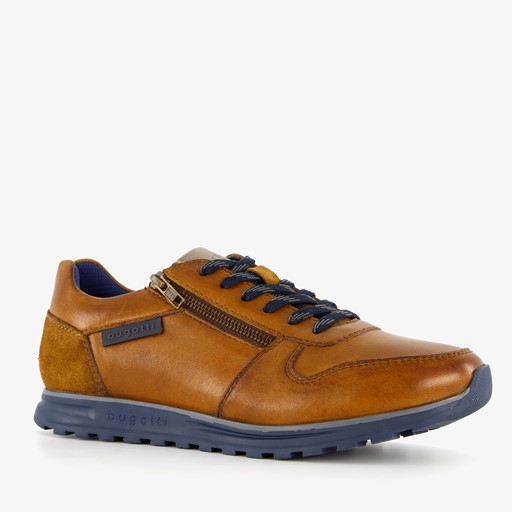 Leren heren sneakers cognac bruin