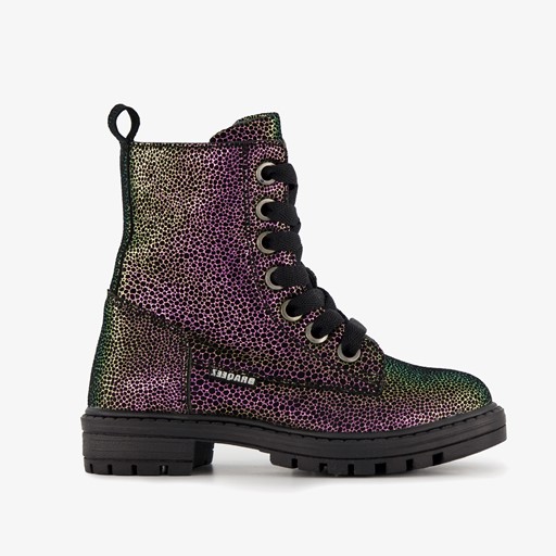 Leren meisjes veterboots multicolor
