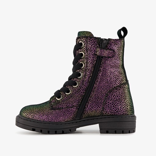 Leren meisjes veterboots multicolor
