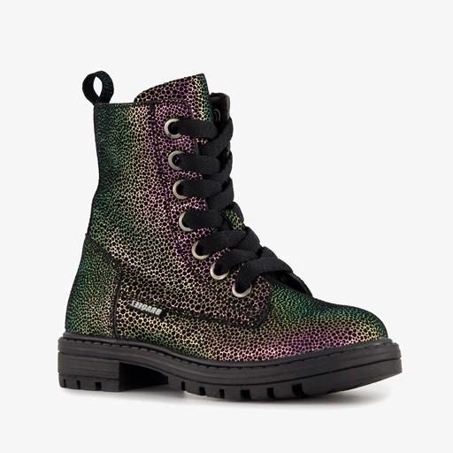 Leren meisjes veterboots multicolor