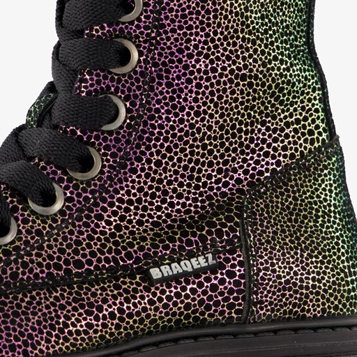 Leren meisjes veterboots multicolor